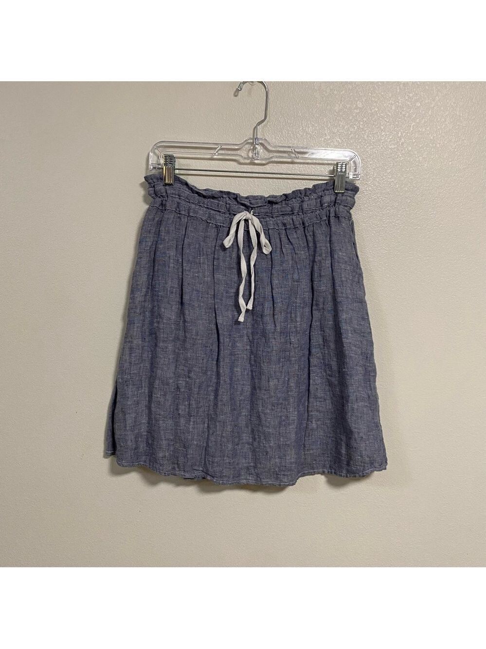 CP Shades Skirt Women’s Size XS Blue 100% Linen Paper bag waist Skirt Lined
